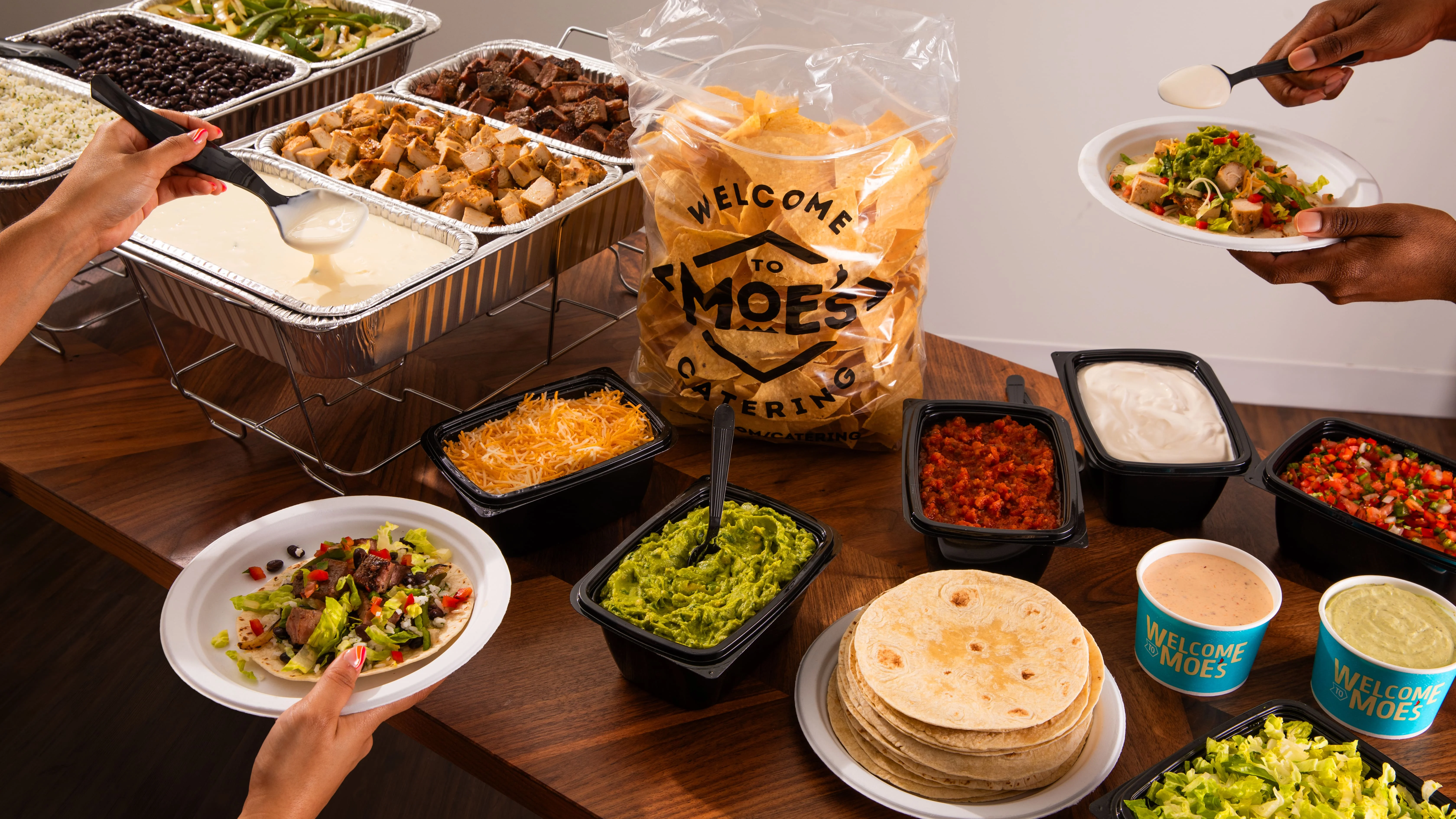 Moe's catering fajita bar for a corporate event in the DC area